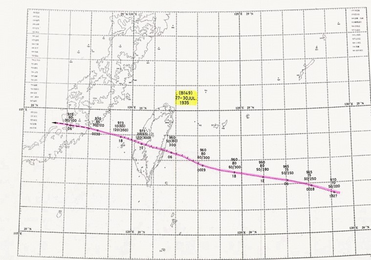 B149颱風逐時路徑