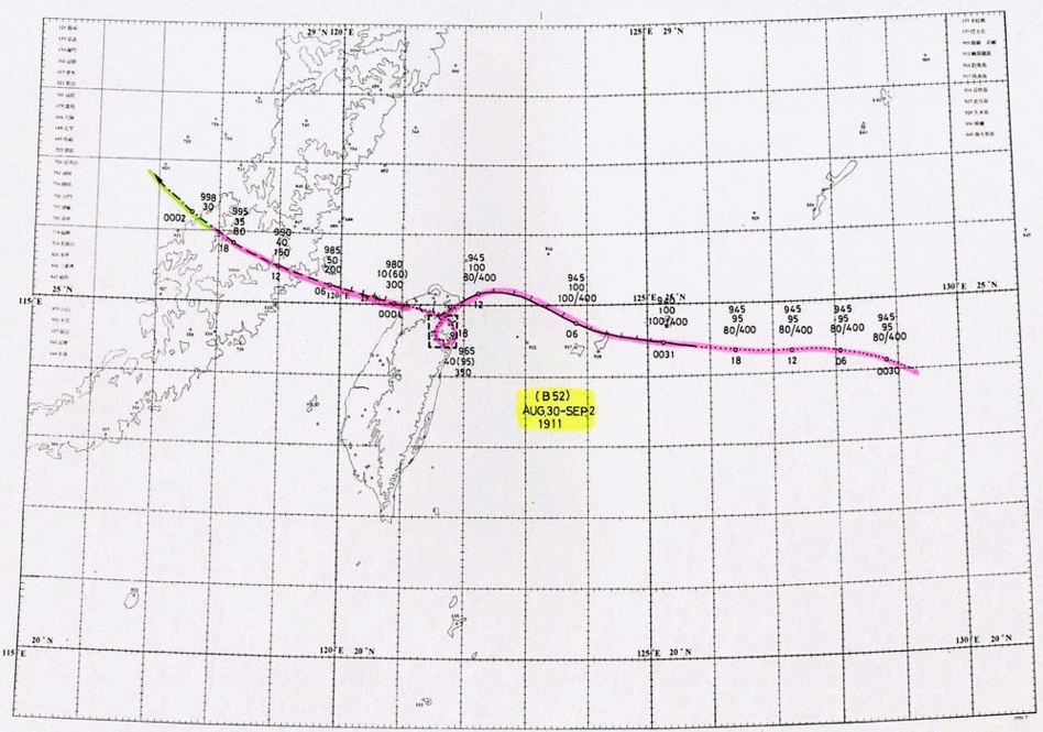 B052颱風逐時路徑圖