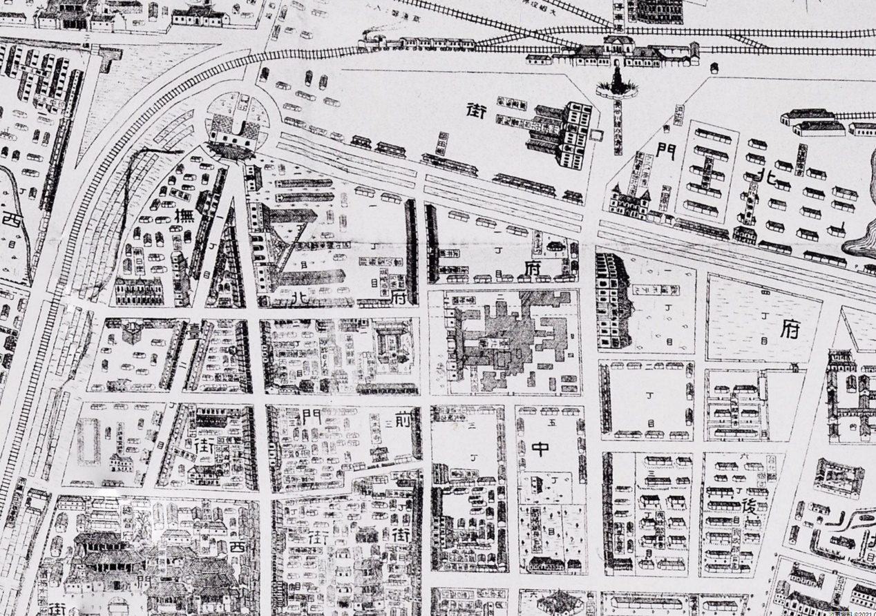 1911年最新臺北市街鳥目全圖局部，節錄文中所述災情區域
