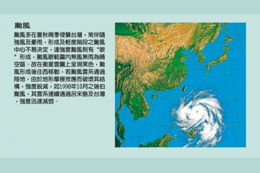 這是一張說明颱風的圖，在圖上呈現出明顯的颱風眼，代表此颱風的結構完整且強大。